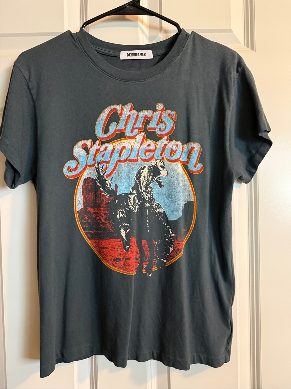 Daydreamer Charcoal Graphic Tee with Red and Light Blue Print